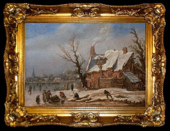 framed  Esaias Van de Velde Winter landscape., ta009-2